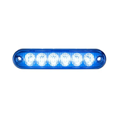 Strobes N More E6 Slim 6-LED Ultra-Thin Strobe Warning Light - 21 Flash Patterns, Synchronizable, Waterproof Primary Warning Lighthead - Blue - color: Blue