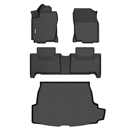 Binmotor-for Toyota RAV4 Hybrid 2013-2018 Floor Mats & Cargo Liner Set, Includes 1st+2nd+Rear Trunk Mat, All Weather Car Mat for RAV4 Accessories Rubber Mats TPE Cargo Mat - style: 8) Car Mats for Toyota RAV4 Hybrid (2013-2018)