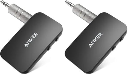 Anker Soundsync Bluetooth Receiver for Music Streaming with Bluetooth 5.0, Dual Device Connection, Handsfree Calls, 12-Hour Battery Life, for Car & Home Stereo - Signal Reception Only (Pack of 2) - size: Small (Pack of 2)