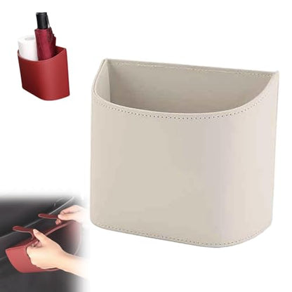 Universal Leather Car Door Cup Holder Trash Can, Leakproof Car Trash Bin,Multifunctional Back Seat Car Organizer for Hold Phones, Snacks, Drinks (A-White) - color: A-White