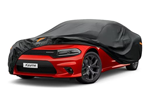 Kayme 7 Layers Car Cover Custom Fit for Dodge Charger (2006-2025) Waterproof All Weather for Automobiles, Outdoor Full Cover Rain Sun UV Protection.Black - color: PE-Black, size: Custom Fit Dodge Charger