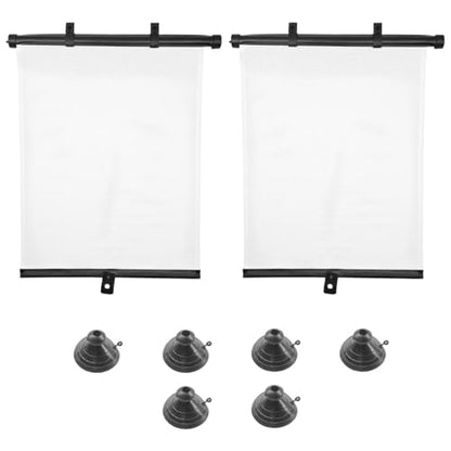 2PCS Car Side Window Sun Shade for Baby/Kids- 18"×14" Retractable Roller Car Window Shade with Suction Cups - Blocks Heat and UV Rays Glare Protection- Baby Travel Accessories for Cars (White) - color: White