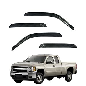 Smoke Window Visors Compatible with 1999-2006 Silverado/Sierra Extended Cab Sun Rain Guard Wind Deflectors 4pcs 94044 - size: For 1999-2006 Silverado/Sierra Extended Cab