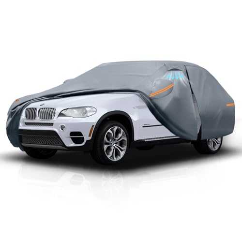 Waterproof BMW X5(2013-2026) Car Cover with Breathable Vents, [2026 Upgrade] Premium Covers with Cotton Liner and Zipper Door, Sun Rain Snow Dust Uv Protection.(Gift with Towel) - color: SUV Car Cover, size: Custom Fit BMW X5+Towel+Bag