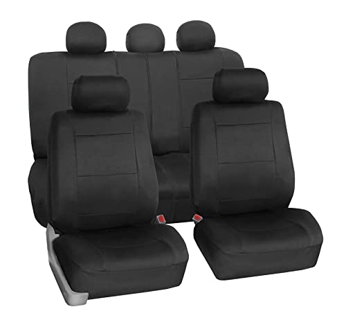 FH Group Car Seat Covers Full Set Neoprene - Universal Fit, Automotive Low Back Front Seat Covers, Airbag Compatible, Split Bench Rear Seat, Washable Seat Cover for SUV, Sedan Black - color: Black, style: Full Set
