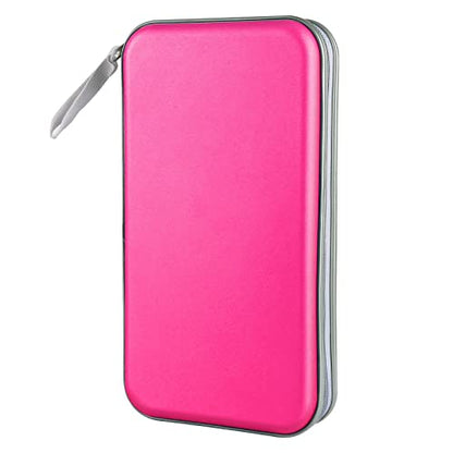 CD Case, Siveit DVD Case Holder 96 Capacity Hard Plastic CD DVD Disc Cases Storage Binder Wallet for Car Home Office Travel (Hot Pink) - color: Pink