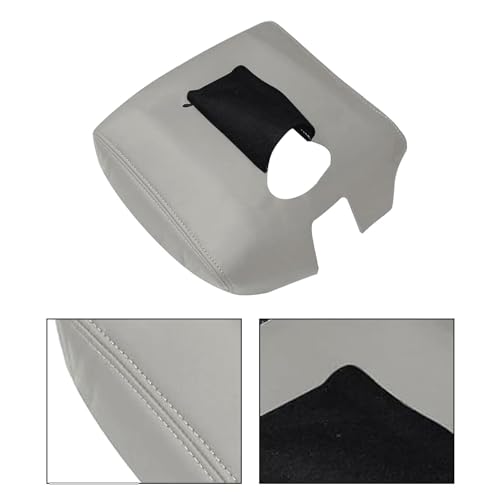 Priprilod Light Gray Leather Center Console Leather Lid Armrest Cover Compatible with Chevy Silverado GMC Sierra 2014 2015 2016 2017 2018 (only Leather Part) - color: Light Gray