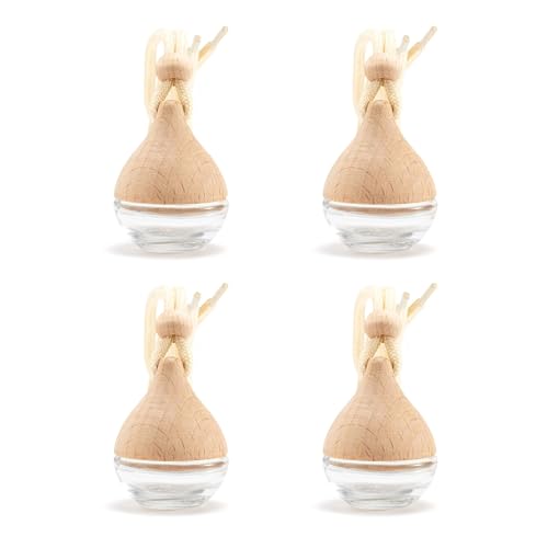 Refillable Car Air Freshener Hanging Diffuser, Empty Glass Bottle with Reed Sticks for Essential Oils, Car Scent Diffuser and Aromatherapy Pendant Decor for Women and Men (4PCS) - size: Reed Stick - 4PCS
