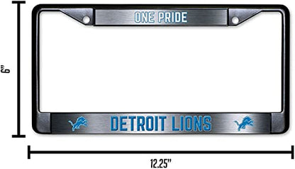 NFL Detroit Lions One Pride Black Chrome License Plate Frame - 2-Screw Mount - color: Lions