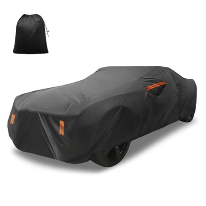 X AUTOHAUX Car Cover for Chevy Camaro 2010-2021 Aluminum Film Outdoor Waterproof Sun Rain Snow Hail Protection with Driver Door Zipper - size: for Chevy Camaro 2010-2021