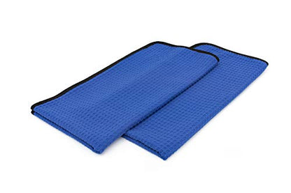 The Rag Company Dry Me A River, Professional Korean 70/30 Blend Microfiber Waffle-Weave Drying & Detailing Towels, Soft Suede Edges, 390 GSM, 20x40 Inches, Royal Blue, 2-Pack - color: Royal Blue, size: 20in X 40in
