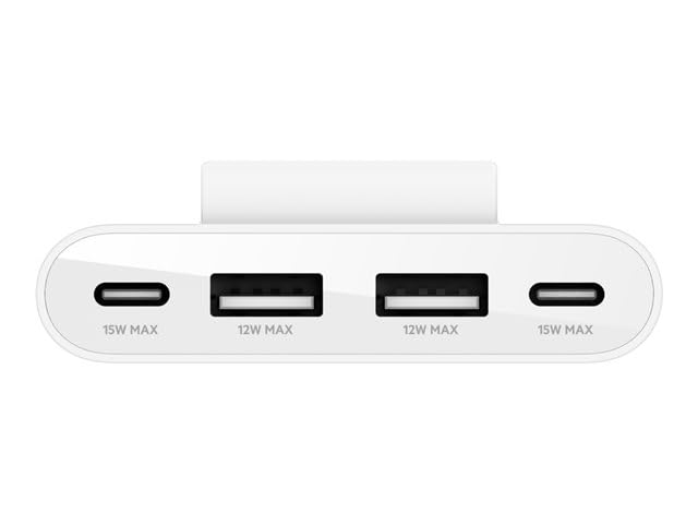 Belkin 4-Port Power Extender - Compatible w/USB-C & USB-A Devices - Apple iPhone 17, Air, Pro, Pro Max, iPad, AirPods, Apple Watch, Samsung Galaxy S25, Nintendo Switch 2, Google Pixel 10, etc - White - style: 4-Port Power Extender