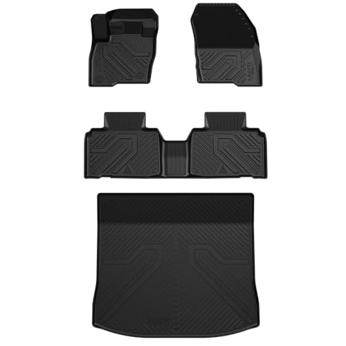 LASFIT Floor Mats and Cargo Liner for Ford Edge 2015-2024 All Weather Protector TPE Car Liners Custom Fit Vehicle Accessories, 1st & 2nd & Trunk Mat Combo Set, 4pcs Black - style: 10) Edge| 15-24 | Combo Set