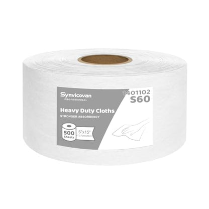 Cleanroom Wipes Heavy Duty Cloths, Lint-Free and Extra Absorbent Towels Jumbo Roll, Green (15"x 5", 500 PCS) - color: White