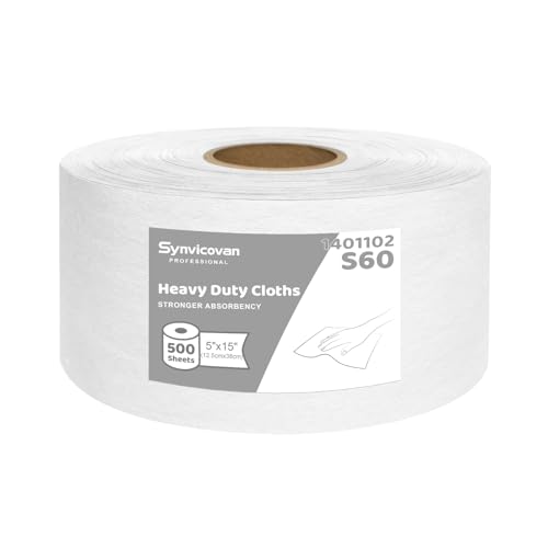 Cleanroom Wipes Heavy Duty Cloths, Lint-Free and Extra Absorbent Towels Jumbo Roll, Green (15"x 5", 500 PCS) - color: White