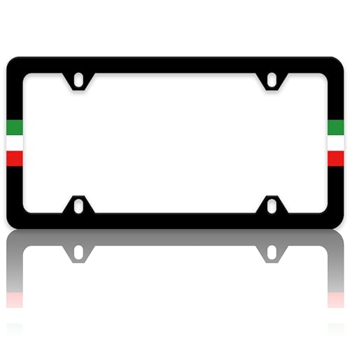 Italy Flag License Plate Frame Italian Flag License Plate Holders Funny Nation Auto Accessory Bracket Stainless Steel License Plate Frames with Screws for Women Men 6x12 Inch 4 Holes - color: Italy Flag
