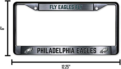 NFL Philadelphia Eagles Fly Eagles Fly Black Chrome License Plate Frame - 2-Screw Mount - color: Eagles