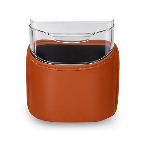 Car Trash Can with Removable Leakproof Liner – Clip On Trash Bin for Seat Back, Door Pocket & Headrest – Sturdy PU Leather Garbage Can Organizer for Luxury Cars, SUV, Truck & Sedan - color: Orange