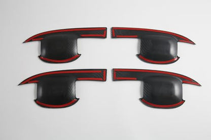 4Pcs Door Bowl Front Rear Driver & Passenger Side Compatible with 2019-2025 Chevy Silverado GMC Sierra 1500 20-25 2500 3500 (Carbon Fiber Door Bowl) - color: Carbon fiber door bowl