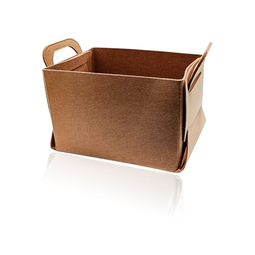 Felt Car Trunk Organizer, Foldable Vehicle Storage Box, Large Capacity Multi-Purpose Automotive Interior Accessories for Cars, SUV, Sedan, Truck (Brown) - color: brown