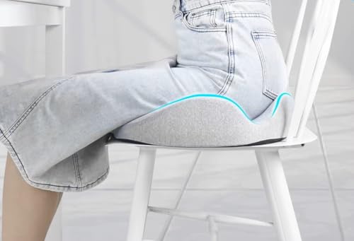 Schultz Squared Memory Foam Seat Cushion for Office Chair or Car - Ergonomic Design, Contoured Shape, & Non-Slip Bottom for Sciatica and Pain Relief