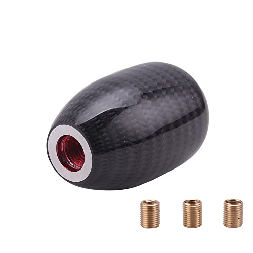muge racing Universal Carbon Fiber Shift Knob Automatic/Manual Gear Shift Knob for Most Vehicles with 3 Adapters - style: Carbon Fiber-Short