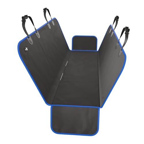 Active Pets Waterproof Hammock Standard Car Seat Cover, Fits Sedans Hatchbacks Crossovers Coupes Compact Vehicles, Secure Convertible Travel Bed Protects Backseat Cargo from Dogs, Black w/Blue Trim - color: Blue, size: Standard