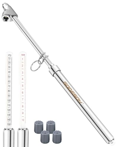 GODESON Heavy Duty Tire Pressure Gauge- 10-150PSI, Accurate Truck Air Gauge for Car, Semi, Motorcycle，Portable Tire Pressure Checker with Zinc Alloy Head and Stainless Steel Body Easy to use