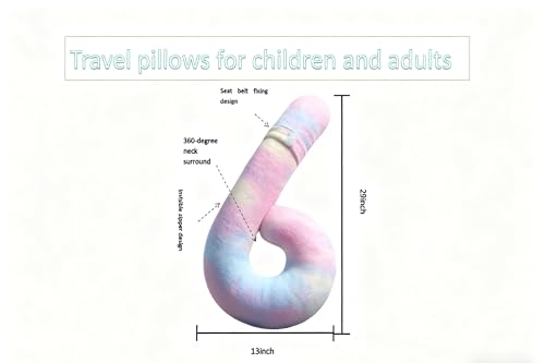 Long-Distance Travel Neck PillowCar Sleep Aid Pillow,Home/Office Lumbar Pillow,Ergonomic Wrap-Around Neck Pillow, Neck Support for Adults and Children,Multifunctional Travel Pillow,throw pillow - color: Rainbow Pink
