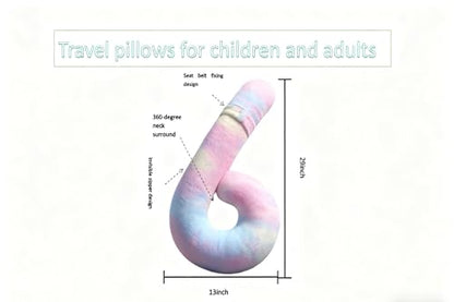 Long-Distance Travel Neck PillowCar Sleep Aid Pillow,Home/Office Lumbar Pillow,Ergonomic Wrap-Around Neck Pillow, Neck Support for Adults and Children,Multifunctional Travel Pillow,throw pillow - color: Rainbow Pink