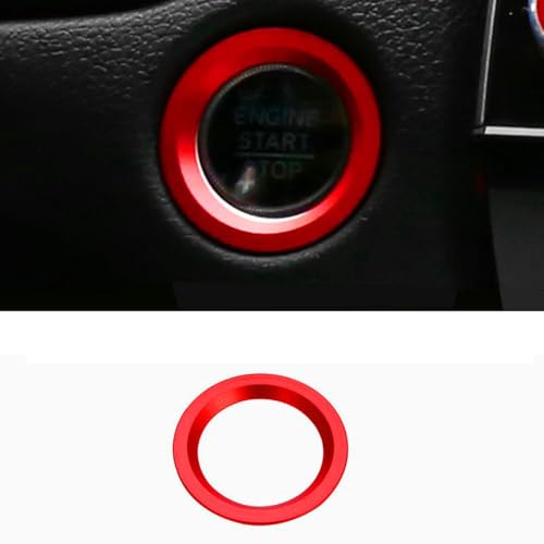 4pcs Aluminum Interior Console Trim Compatible with Honda CRV CR-V 2017 2018 2019 2020 2021 AC Air Conditioning Knob Start Stop Button Navigation Volume Knob Cover Trim (4Pcs Red) - color: Red