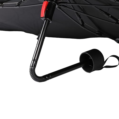 BIRDROCK HOME Car Windshield Sun Shade Umbrella - Foldable Cover UV Block for Front Window, Sunshield for SUV, Truck & Sedan, Protect Interior from Sun, Heat, & Wind - Extra Large - Black & Silver