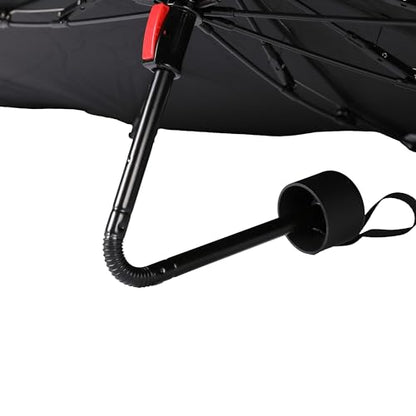 BIRDROCK HOME Car Windshield Sun Shade Umbrella - Foldable Cover UV Block for Front Window, Sunshield for SUV, Truck & Sedan, Protect Interior from Sun, Heat, & Wind - Extra Large - Black & Silver