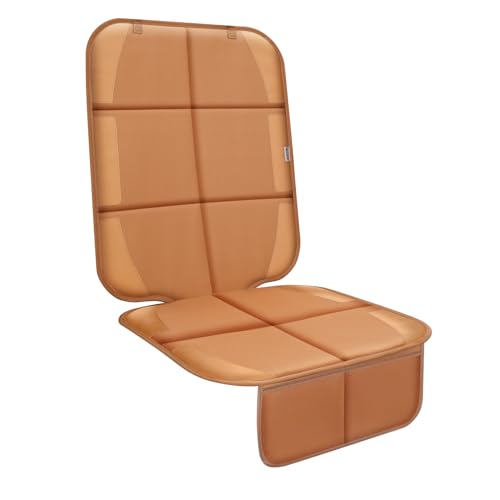 Meolsaek Car Seat Protector for Child Car Seat, Durable 600D Fabric Waterproof Car Seat Cover with Thick Pad Non-Slip Backing，No Imprints (Tan-1 pc) - color: Tan-1 pc