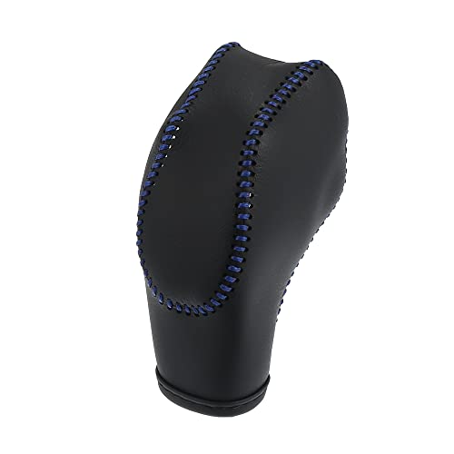 X AUTOHAUX Car Faux Leather Gear Shift Knob Cover Black with Blue Line for Ford Focus 2012-2018 Escape 2013-2019 Fusion 2013-2016 Fiesta Transit Van