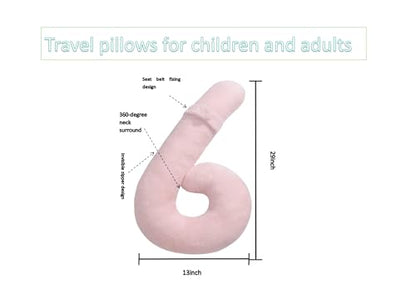 Long-Distance Travel Neck Pillow Car Sleep Aid Pillow, Home/Office Lumbar Pillow, Ergonomic Wrap-Around Neck Pillow, Neck Support for Adults and Children, Multifunctional Travel Pillow - color: Pink