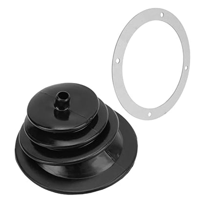 Tbest Universal Car Shift Knob Boot,Shifter Boot and Plate Kit,Gear Shift Handbrake Lever Boot Plate Kit Dustproof Black Rubber Round 5.250in/13.3cm Universal Shifter Boot Plate Shift Dust Cover Gait