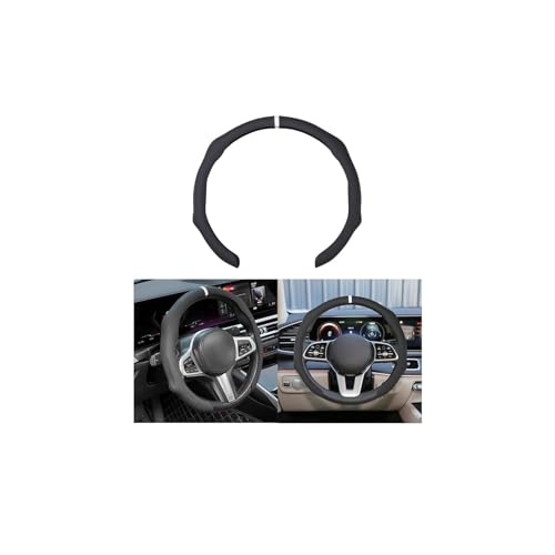 Osilly Car Steering Wheel Cover, 15 Inch Leather Non Slip Vehicle Steering Wheel Cover Protector, Comfortable Automotive Interior Protection Accessories, Universal for SUV Sedan Truck(Black) - color: Black