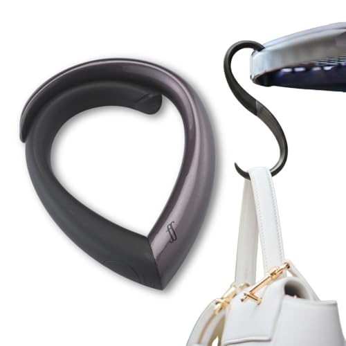 EMBRACE Purse Hook Hanger – Lightweight, Durable Teardrop S Hooks | Bag Clip Holds 22 lb Bags, Backpacks | Purse Charms for Women, Men | Caviar & Teak Colour - color: caviar/teak