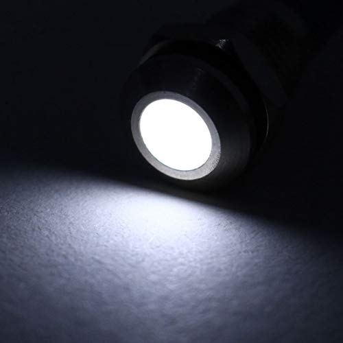 uxcell Signal Indicator Lights AC/DC 12V-24V 8mm Panel Mount White LED Waterproof Metal Shell Lamp for Industrial Electrical Car Motorcycles Boat - color: White