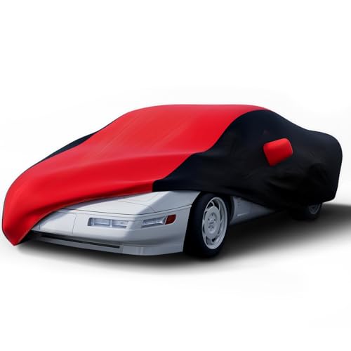 KAKIT Waterproof Car Cover Custom Fit for 1984-1996 C4 Stingray, UV Resistant Fade-Proof Cover for Chevy Corvette, Indoor & Outdoor Use (Red & Black Combo) - color: Red Black, size: Corvette C4