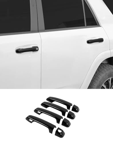 8PCS Door Handle Cover Trim with Smart Key Holes for Toyota 4Runner 4WD 2010-2023 2024 Car Accessories Exterior Door Handles (Black) - color: Black