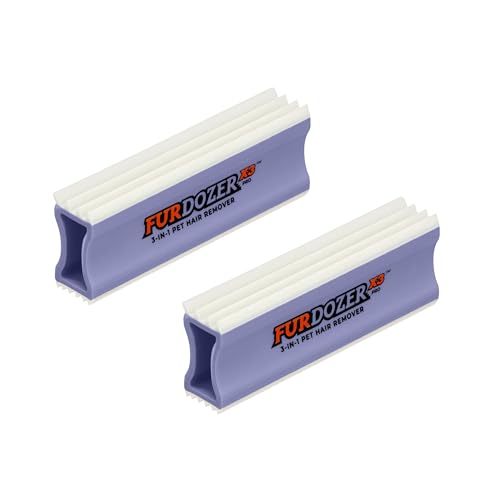 FurDozer Pet Hair Remover & Auto Detailing Tools - Cat & Dog Hair Remover for Carpets, Car Interiors, Couches, Bedding, & Pet Furniture (Purple, (2 Pack) - X3 PRO) - color: Purple, size: (2 Pack) - X3 PRO