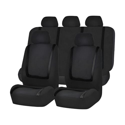 Zpana Car Seat Covers, Full Set Split Non-Slip Vehicle Front & Rear Seat Protector, Durable Comfortable Automotive Interior Chair Protective Cover, Universal for SUV Automobile Truck (Black) - color: Black, size: Full Set