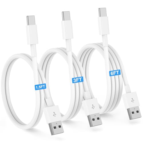 Essri Car CarPlay Cable for iPhone 17, 16, 15 USB C Charger Cord, 3-Pack 1.6 FT+3 FT+6 FT USB A to USB C Charging Cable for Apple iPhone 17/17 Pro/Air/16e/16/15 Pro Max/Plus Cord, for iPad Pro/Air - color: White, size: 1.6 FT+3 FT+6 FT