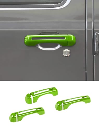 Savadicar 3-Piece Green Door Handle Cover Trim Kit for Jeep Wrangler JL JLU 4xe & Gladiator JT 2018-Present – Exterior Handle Cap Accent Accessories - color: Green, size: Front & Tailgate, style: Hollow