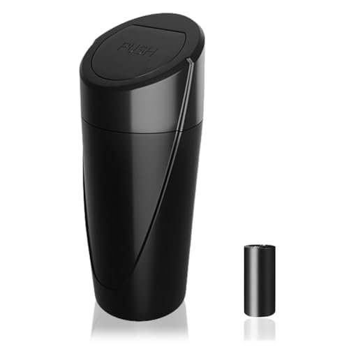 Car Trash Can Bin with Lid - Car Garbage Can Cup Holder - Black Mini Leakproof Vehicle Trash Garbage Can Bin with 20pcs Trash Bags-Car Organizers and Storage for Front Back Seat Accessories - color: Black