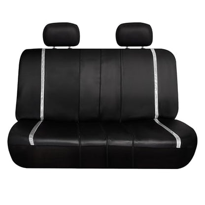 FH Group Full Set Faux Leather Car Seat Covers - Universal Fit, Low Back Front Seat Covers, Airbag Compatible, Split Bench Rear, Seat Cover for SUV, Sedan, White - color: White, style: Seat Covers