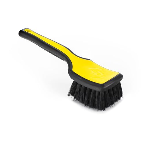 Detail Factory - ProGrip Interior Scrub Brush - Soft Bristles - Rubber Grip for Maximum Stability and Comfort - Curved Head Profile for Better Clearance - Live Wire - color: Live Wire
