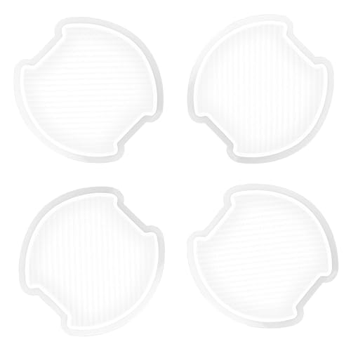 4Pcs Universal 3D Carbon Fiber Car Door Handle Paint Scratch Protector Sticker Auto Door Handle Cups Protective Pad(L) - color: White, size: Large